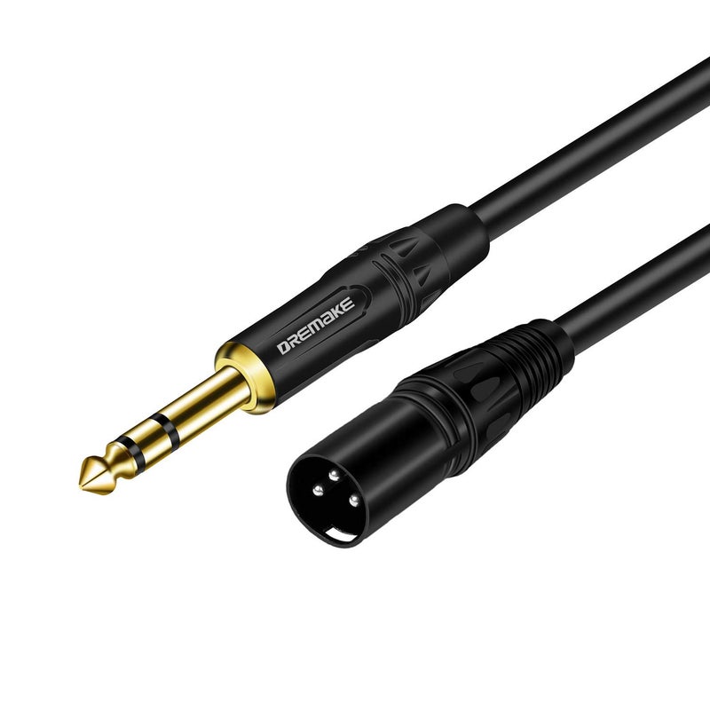 DREMAKE 50 FT 6.35 mm 1/4 Inch TRS Male to XLR Male Audio Stereo Mic Cable Gold Plated 1/4 Inch Male to XLR Male Balanced Cable for Microphones, Speakers, Stage, DJ and More - Black - Image 1
